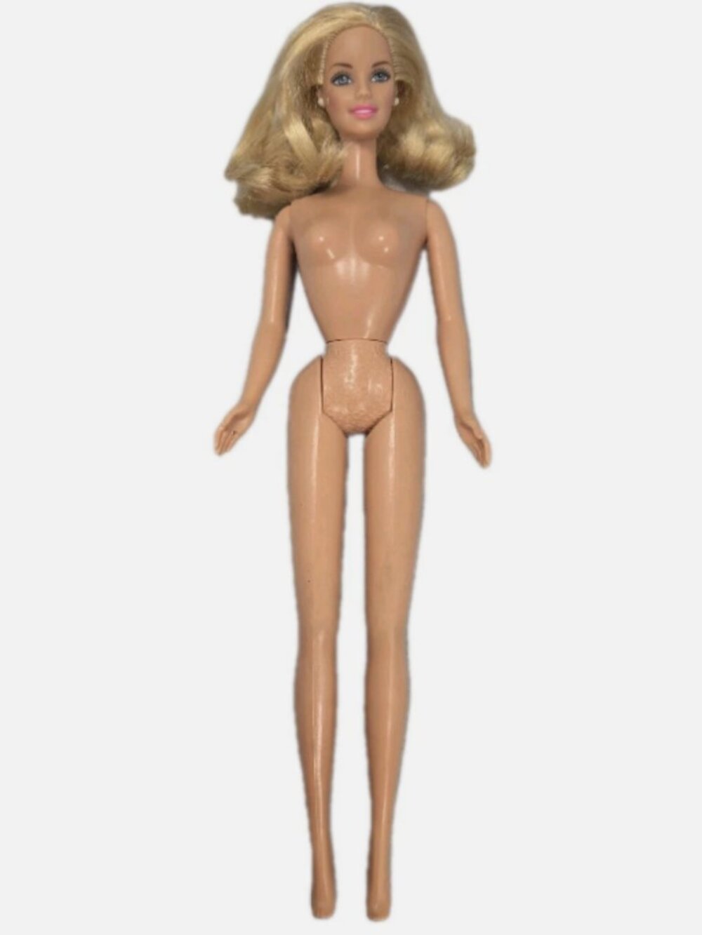 Barbie Doll 1966 Body 1998 Head Blonde Hair Ring Hole White Earrings Mattel Toy